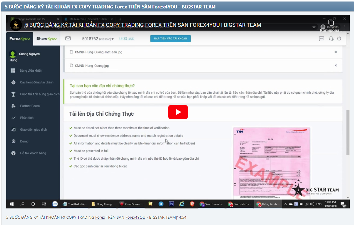 5 BƯỚC ĐĂNG KÝ TÀI KHOẢN FX COPY TRADING Forex TRÊN SÀN Forex4YOU - BIGSTAR TEAM|14:54