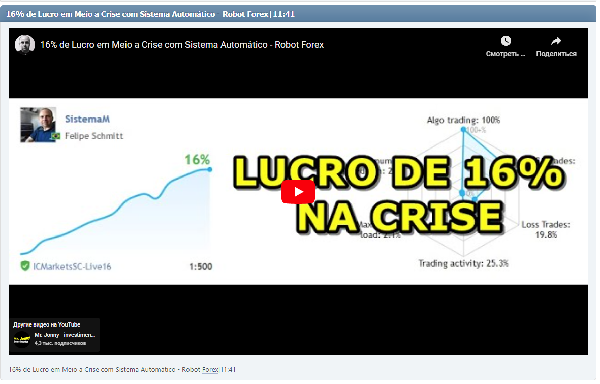 16% de Lucro em Meio a Crise com Sistema Automático - Robot Forex|11:41