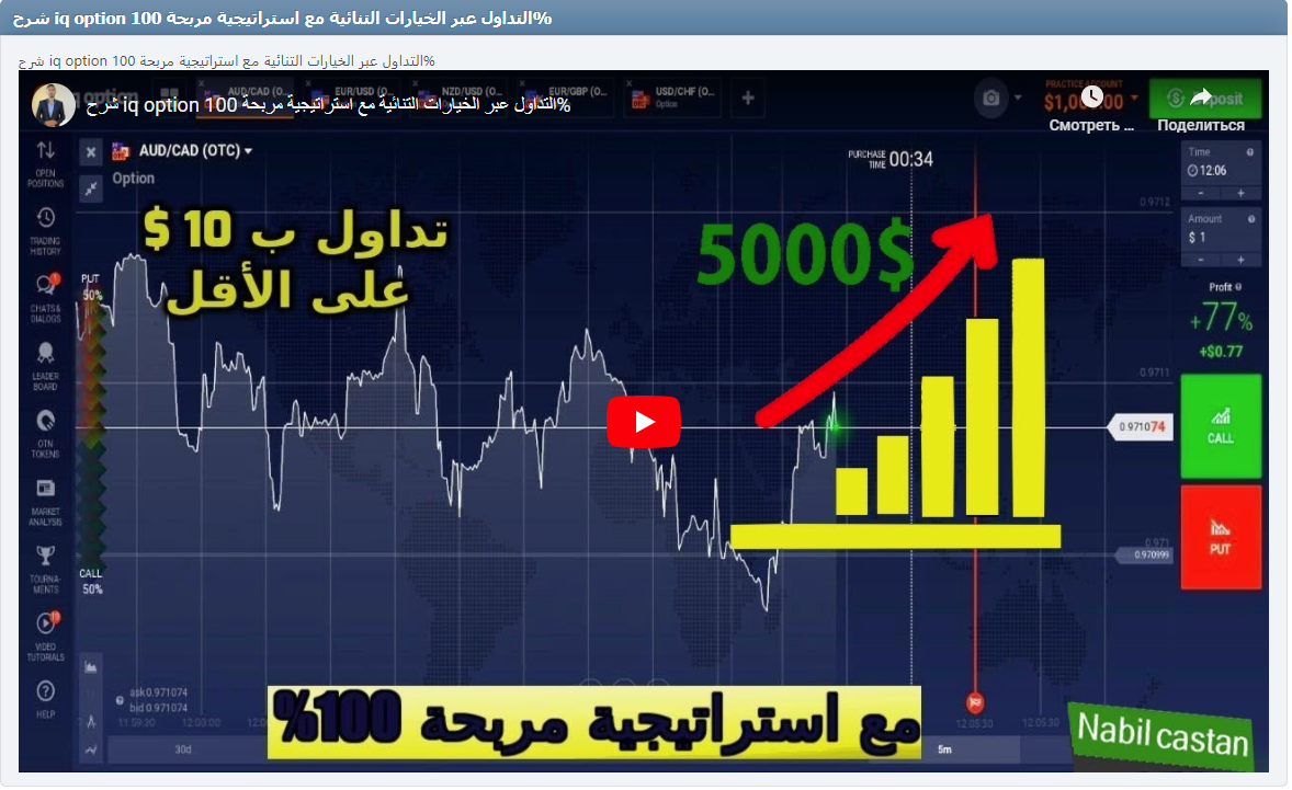 شرح iq option التداول عبر الخيارات التنائية مع استراتيجية مربحة 100%