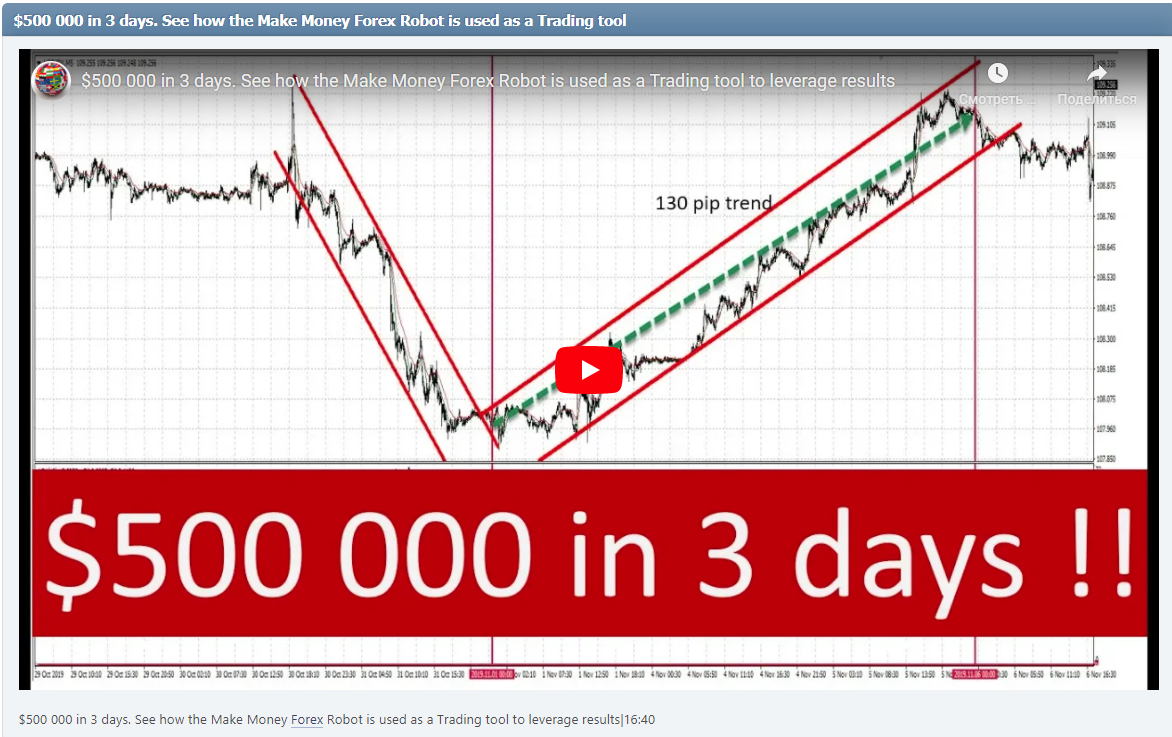 $500 000 in 3 days. See how the Make Money Forex Robot is used as a Trading tool to leverage results|16:40