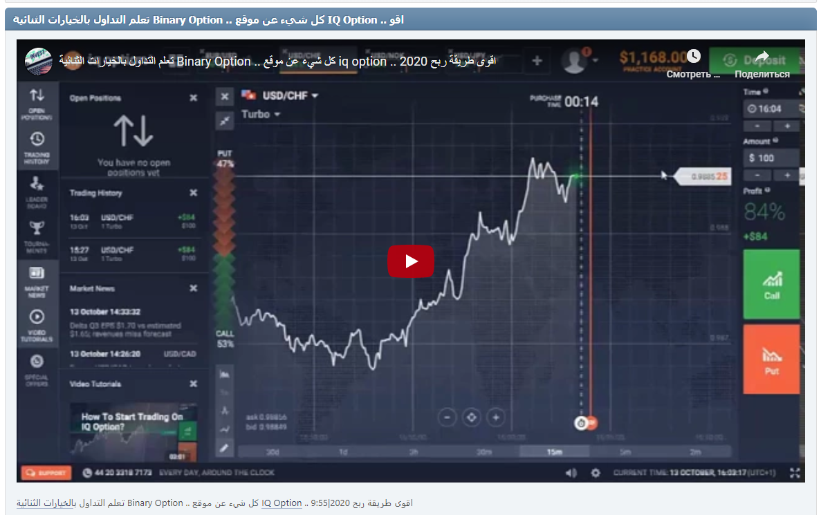 تعلم التداول بالخيارات الثنائية Binary Option .. كل شيء عن موقع IQ Option .. اقوى طريقة ربح 2020|9:55