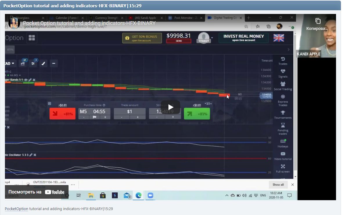 PocketOption tutorial and adding indicators-HFX-BINARY|15:29